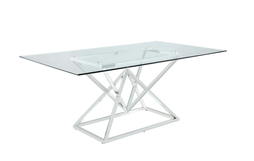 Beaufort Silver Glass Top Rectangular Dining Table