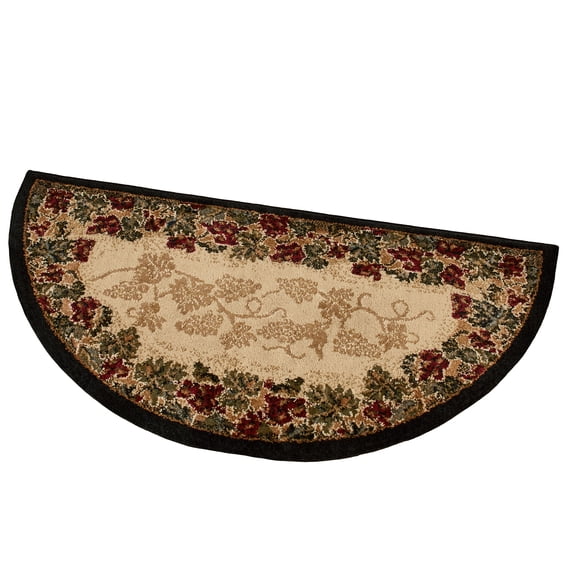 Beaujolais II Grape and Leafy Vine Slice Shaped Rug, Slice Doormat 3 ft 11 in x 1 ft 11 in