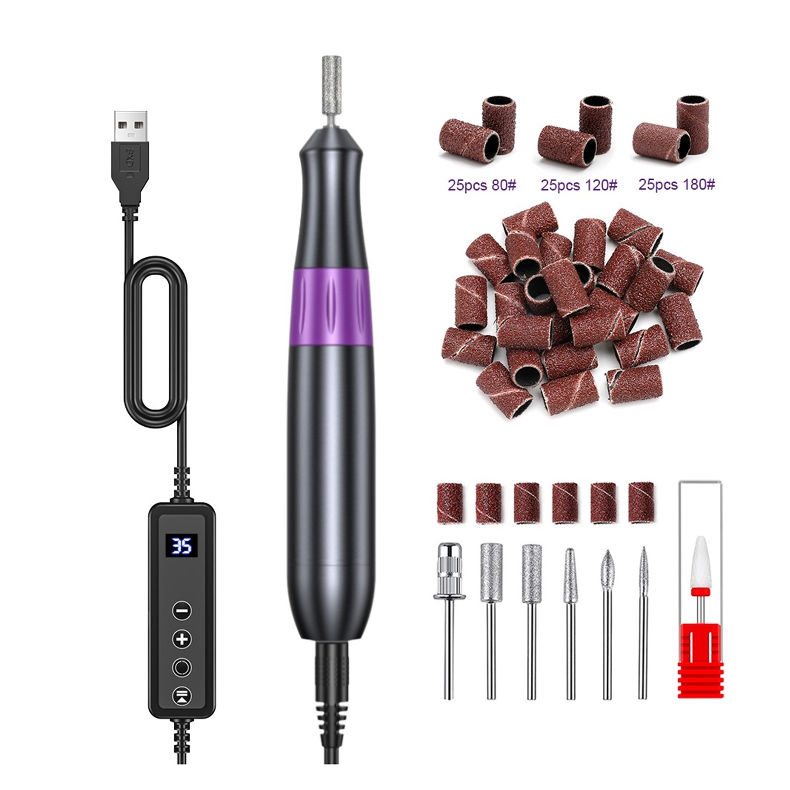 Beaulush 35000RPM Electric Nail Drill, Professional Manicure Machine, Nail Sander, Milling Cutter Set, Salon Tool For Gel Removing ,Low Noise