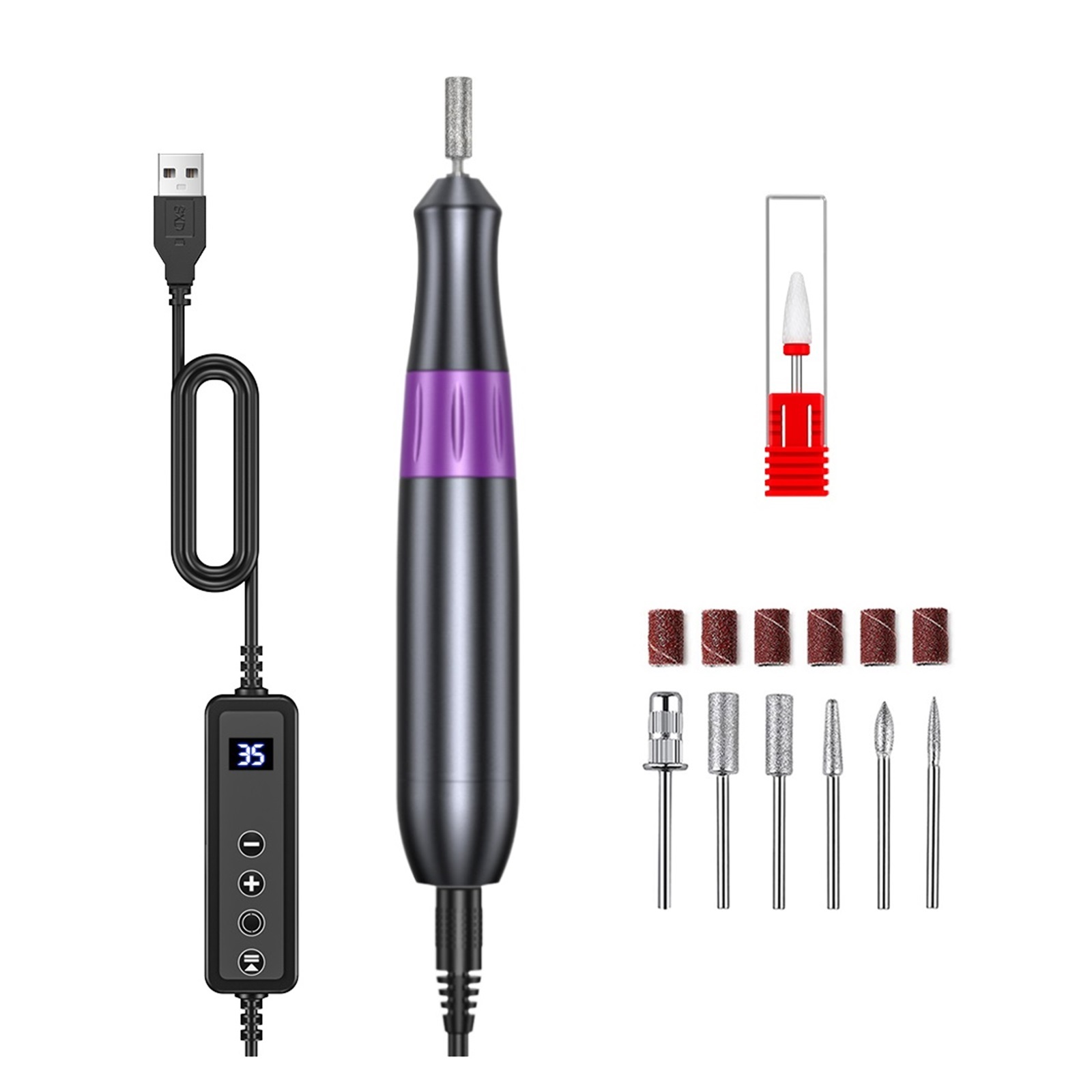 Beaulush 35000RPM Electric Nail Drill, Professional Manicure Machine, Nail Sander, Milling Cutter Set, Salon Tool For Gel Removing ,Low Noise