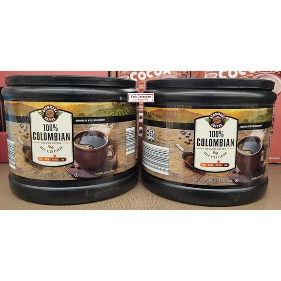 Beaumont Coffee 100% Columbia Ground Med-Dark Coffee Deep Rich Flavor 24.2oz 686g (Two Jars)