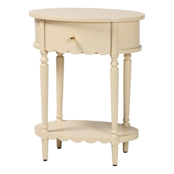 Beaumont Lane 1-Drawer End Table with Scalloped Detailing and Open Shelf