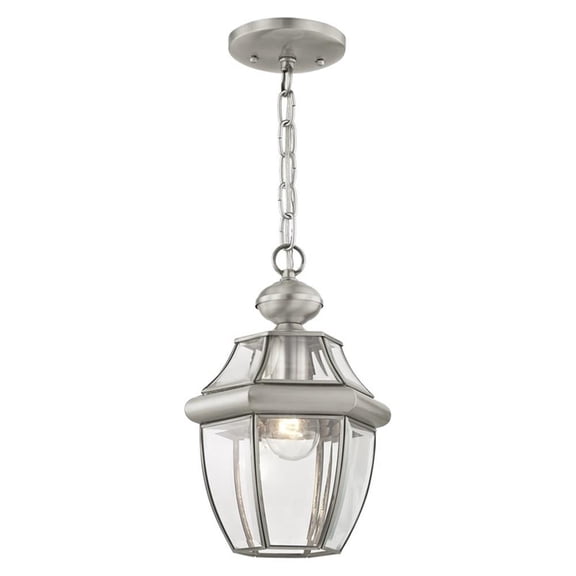 Beaumont Lane 1-Light Brass & Glass Outdoor Lantern in Brushed Nickel