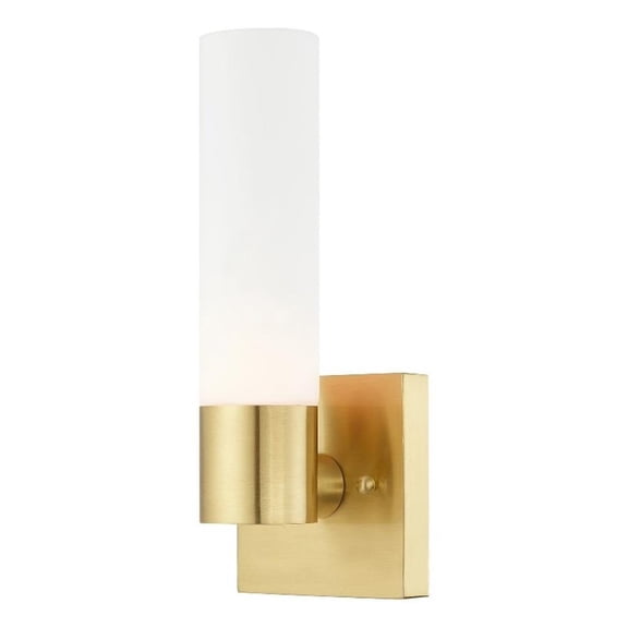 Beaumont Lane 1-Light Twist Lock Glass/Metal Wall Sconce in Satin Brass
