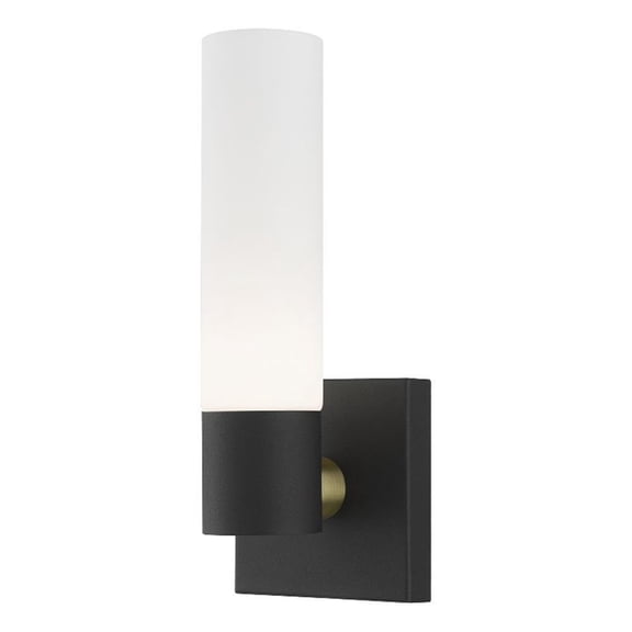 Beaumont Lane 1-Light Twist Lock Metal Single Sconce in Textured Black