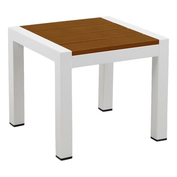 Beaumont Lane 18" Outdoor Side End Table Polyresin Planks Aluminum Frame