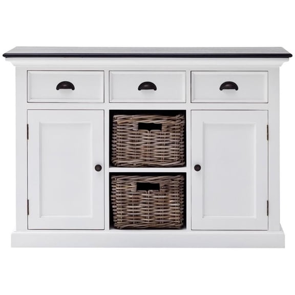 Beaumont Lane 2 Basket Buffet in Pure White and Black