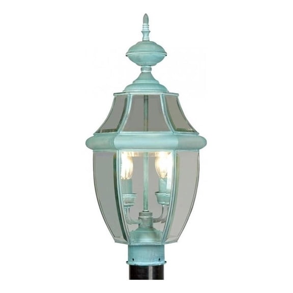 Beaumont Lane 2 Light Outdoor Post Head in Verdigris