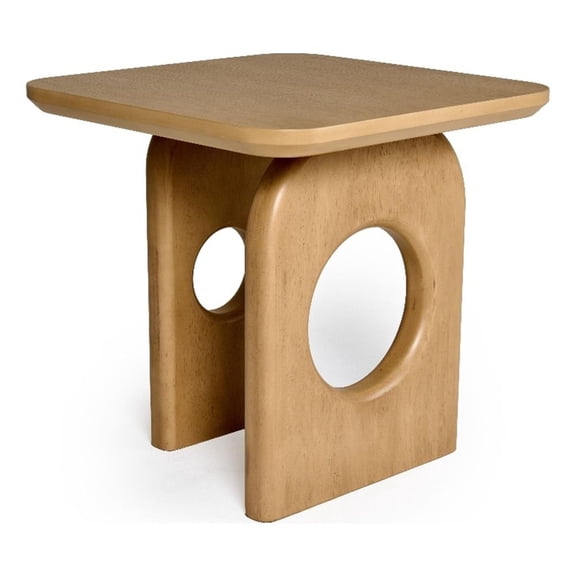 Beaumont Lane 22" Side End Table Square Top Light Brown Solid Rubberwood