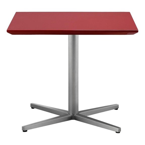 Beaumont Lane 24" Side End Table Square Red Lacquer Top Crossed Chrome Base