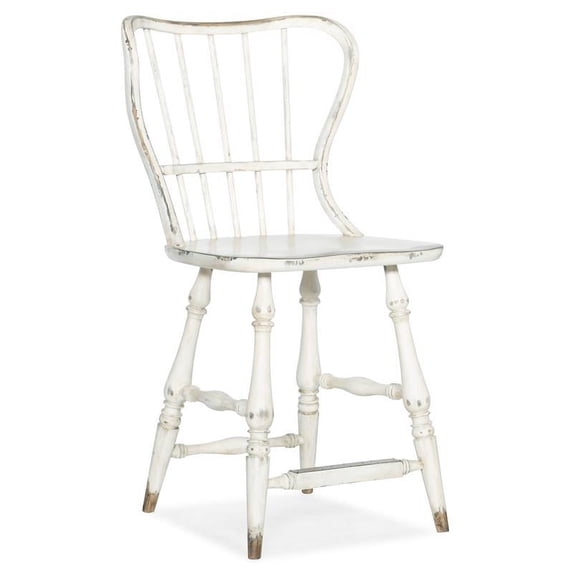 Beaumont Lane 24" Wooden Spindle Back Counter Stool in Chalky White