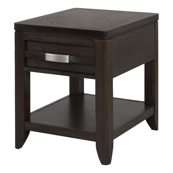 Beaumont Lane 25" Side End Table 1 Drawer and Shelf in Espresso Brown