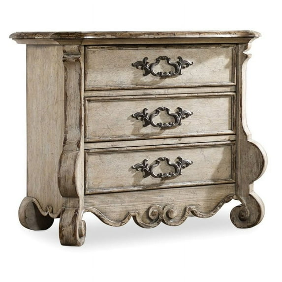 Beaumont Lane 3 Drawer Nightstand in Distressed Vintage White