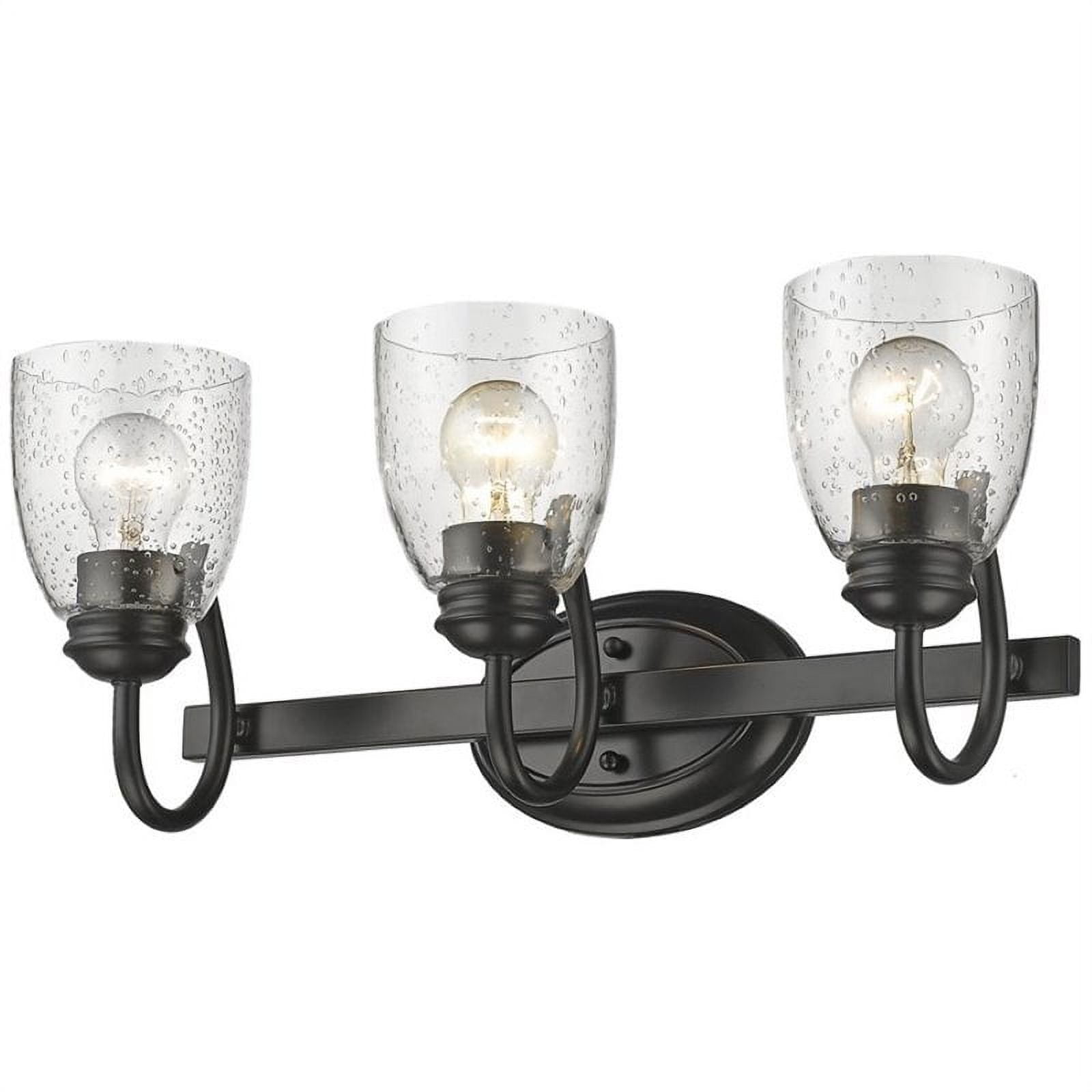 Beaumont Lane 3 Light Elegant Seeded Glass Vanity Light in Black