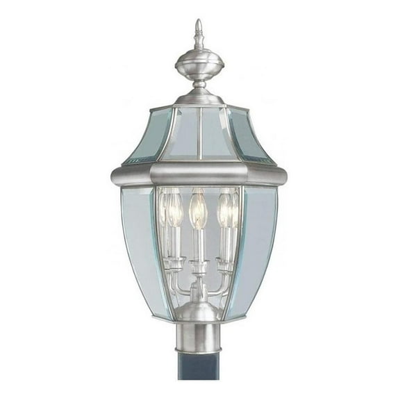 Beaumont Lane 3 Light Outdoor Post Head in Brushed Nickel