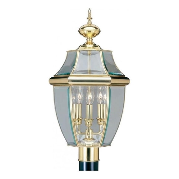 Beaumont Lane 3 Light Outdoor Post Head in Polished Brass