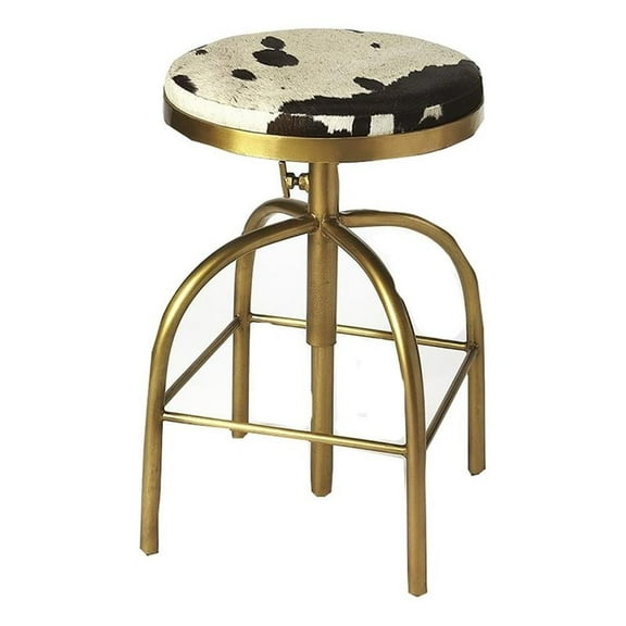 Beaumont Lane 39" Industrial Cast Iron Adjustable Bar Stool in Gold