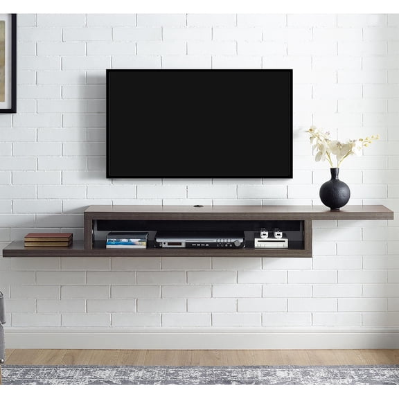 Beaumont Lane 72" Asymmetrical Wall Mounted Media Console in Gray