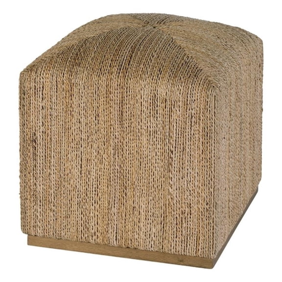 Beaumont Lane Coastal 17"W Square Banana Leaf Accent Stool in Natural