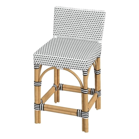 Beaumont Lane Coastal 24.5"H Outdoor Counter Stool in Black and White