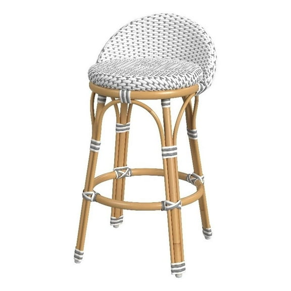 Beaumont Lane Coastal 24" Seat Height Rattan Counter Stool in Gray