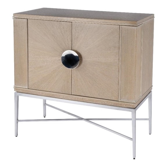 Beaumont Lane Contemporary 2- Door Wine Cabinet in Tan/Beige