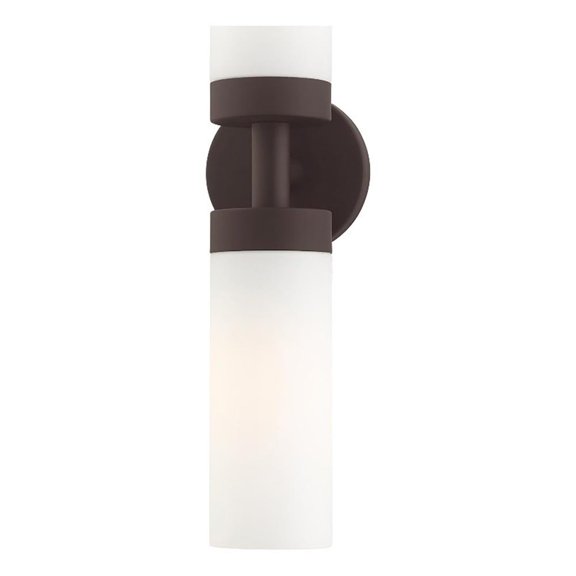 Beaumont Lane Contemporary 2-Light Glass/Metal ADA Vanity Sconce in Bronze