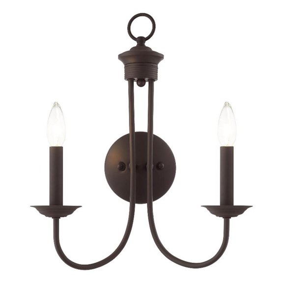 Beaumont Lane Contemporary 2-Light Metal Wall Sconce in Bronze