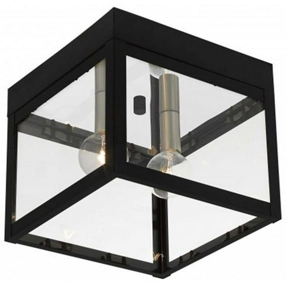 Beaumont Lane Contemporary 2 Light Outdoor Ceiling Mount in Black