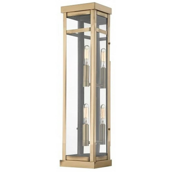 Beaumont Lane Contemporary 2 Light Outdoor Wall Lantern in Antique Brass