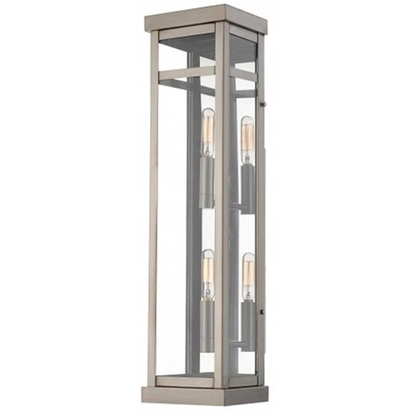 Beaumont Lane Contemporary 2 Light Outdoor Wall Lantern in Brushed Nickel