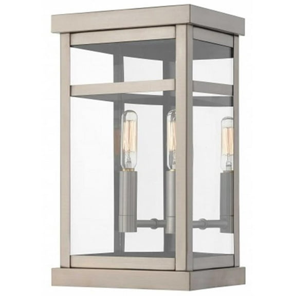 Beaumont Lane Contemporary 2 Light Outdoor Wall Lantern in Brushed Nickel
