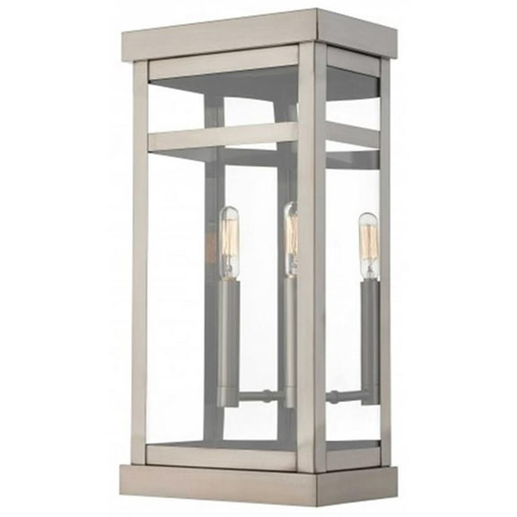 Beaumont Lane Contemporary 2 Light Outdoor Wall Lantern in Brushed Nickel