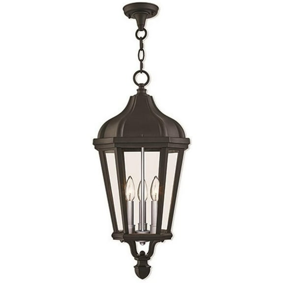 Beaumont Lane Contemporary 3 Light Outdoor Hanging Lantern in Textured Black