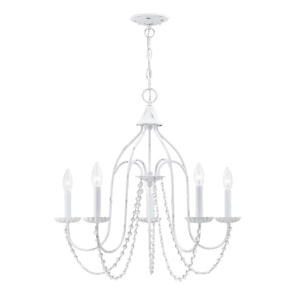 Beaumont Lane Contemporary 5-Light Metal Chandelier in Antique White