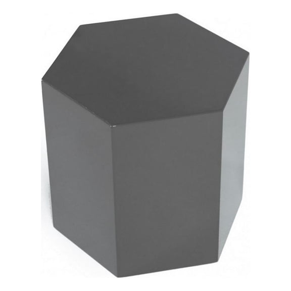 Beaumont Lane Contemporary High Gloss Hexagonal Wooden End Table in Gray
