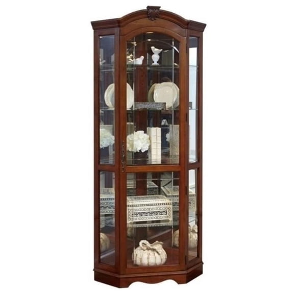 Beaumont Lane Corner Curio Cabinet, Medallion Cherry