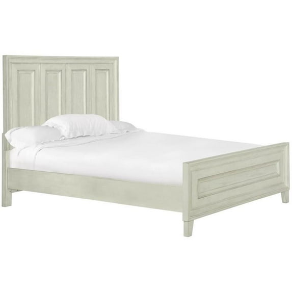 Beaumont Lane Farmhouse Wood King Panel Bed in Weathered White