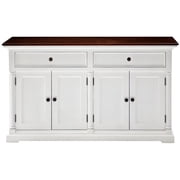 Beaumont Lane Fully Assembled Solid Mahogany Dining Buffet, Dining Room Server in Pure White and Dark Wood
