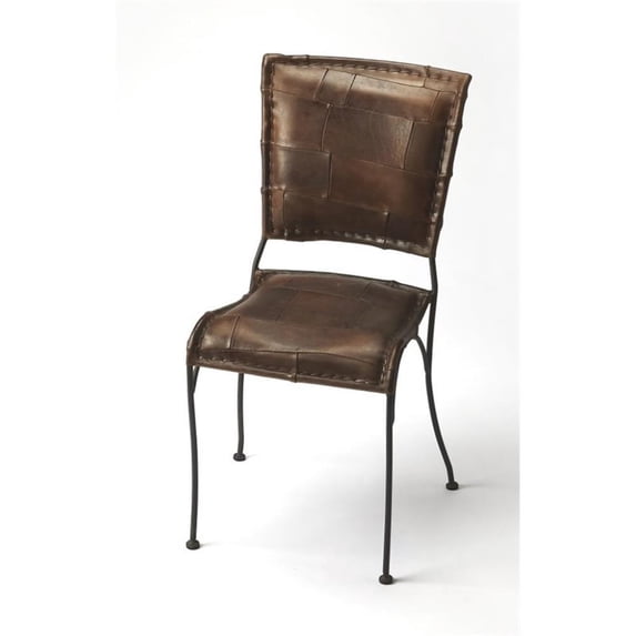 Beaumont Lane Leather Dining Side Chair in Dark Brown