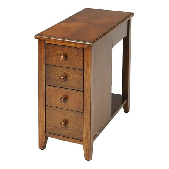 Beaumont Lane Mastercrafted Transitional 4-Drawer Wood Chairside Chest in Cherry