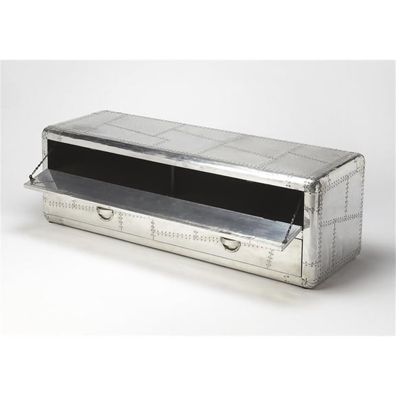 Beaumont Lane Metal Contemporary Entertainment Console in Silver