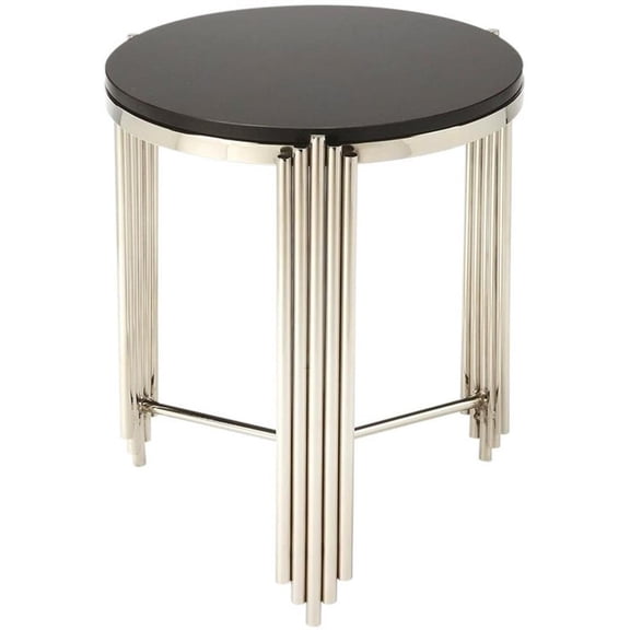 Beaumont Lane Stainless Steel Black End Table Square Granite 18" Unassembled