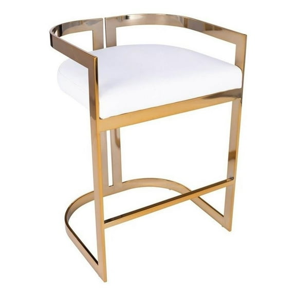 Beaumont Lane Metropolitan Living 25'' Modern Metal Counter Stool in Gold/White