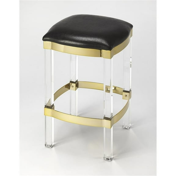 Beaumont Lane Metropolitan Living Acrylic Leather Counter Stool in Black
