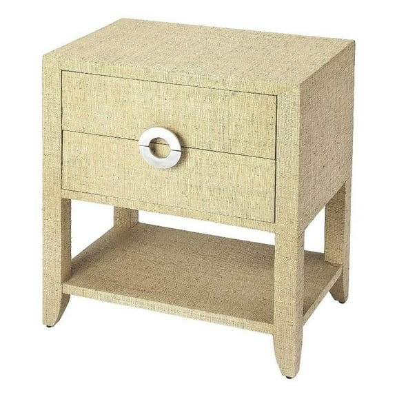 Beaumont Lane Metropolitan Living Transitional Wood End Table in Cream