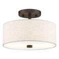 thumbnail image 1 of Beaumont Lane Mid-Century 11" 2-Light Metal & Fabric Semi Flush in Bronze, 1 of 16