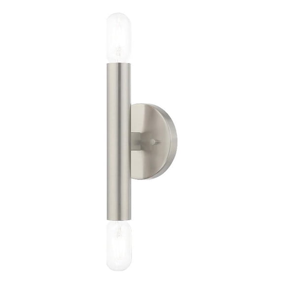 Beaumont Lane Mid-Century 2-Light Metal ADA Wall Sconce in Brushed Nickel