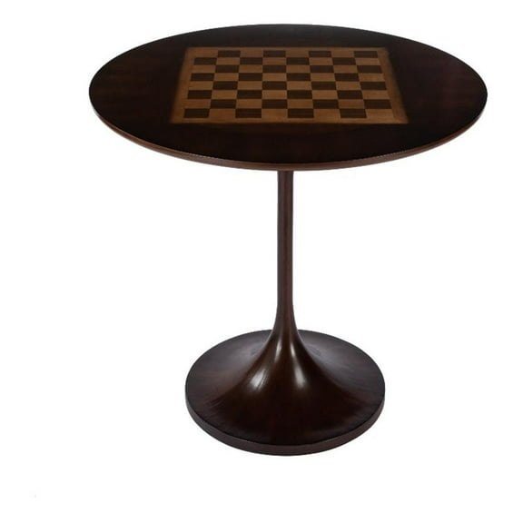 Beaumont Lane Mid-Century 30" Round Wood Game Table - Medium Brown