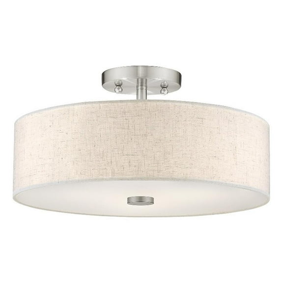 Beaumont Lane Mid-Century 7.5" 3-Light Metal Ceiling Mount in Brushed Nickel